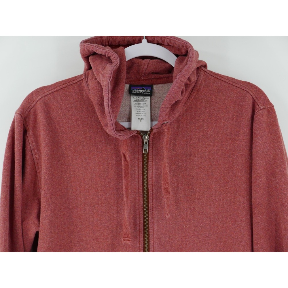 Patagonia Organic Hoodie Red Full Zip Flying Fish Graphic Sweatshirt Men's Small